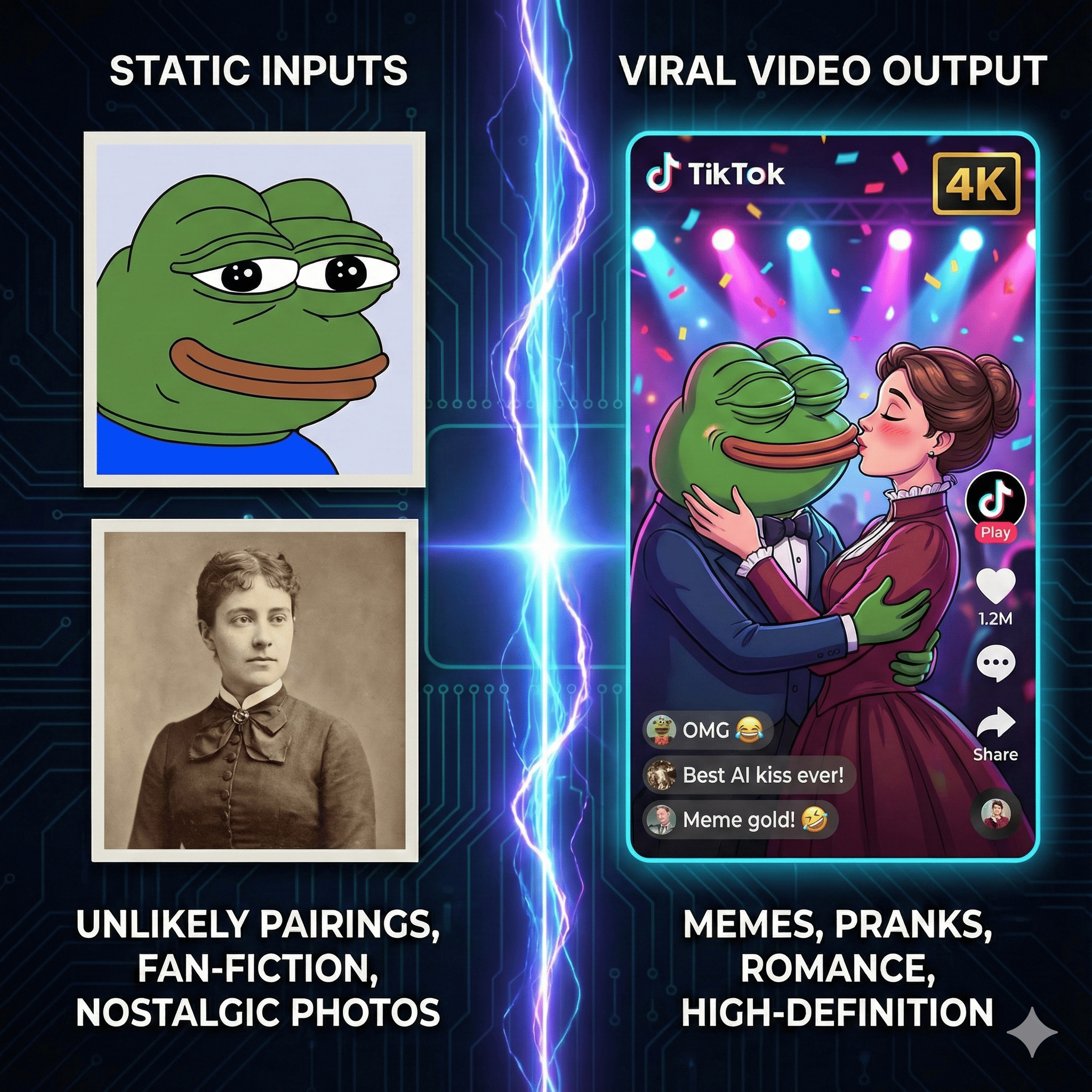 Create viral AI kiss memes and romantic videos