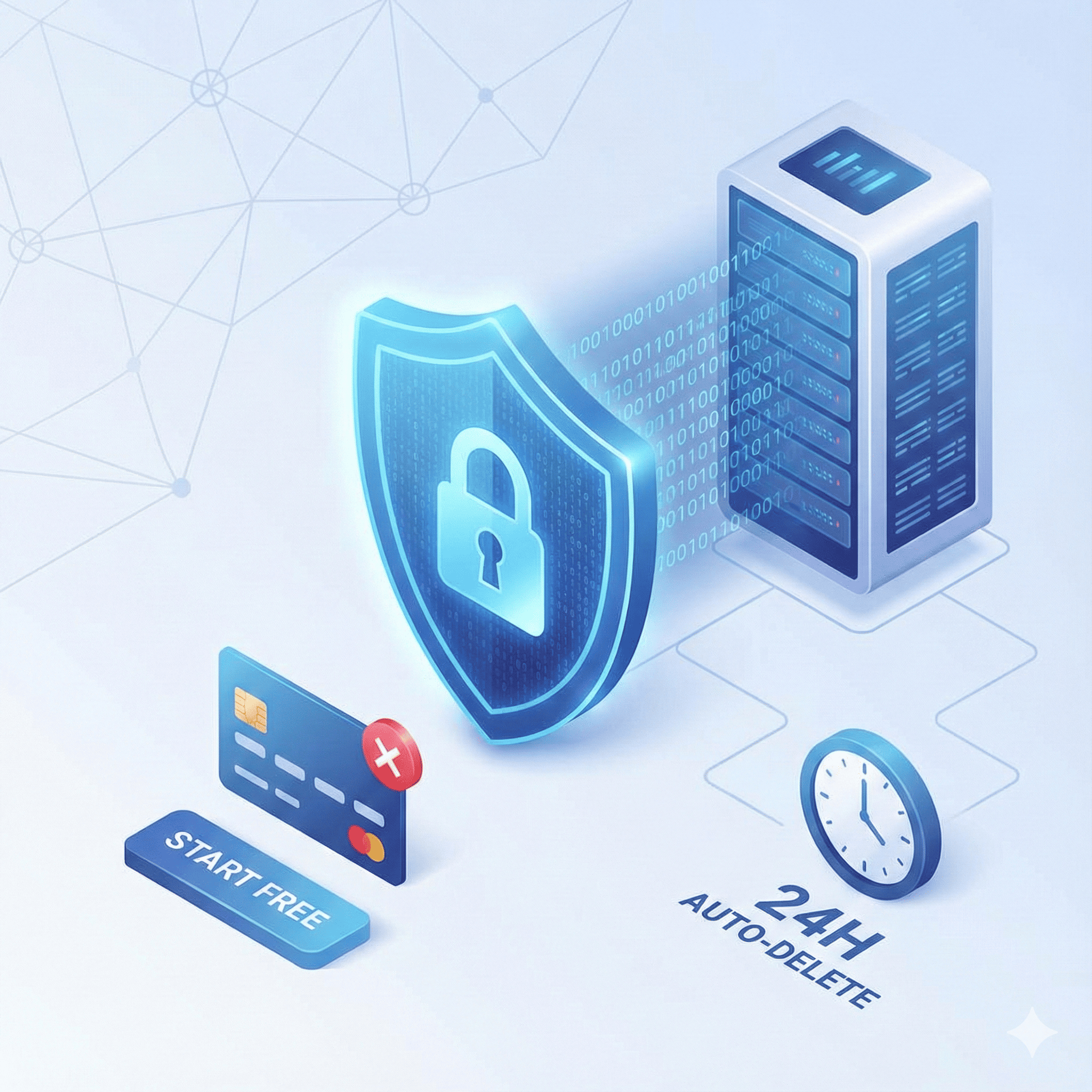 Secure sign-up process with no credit card required