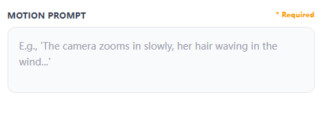 Step 2: Entering text prompts for AI video animation