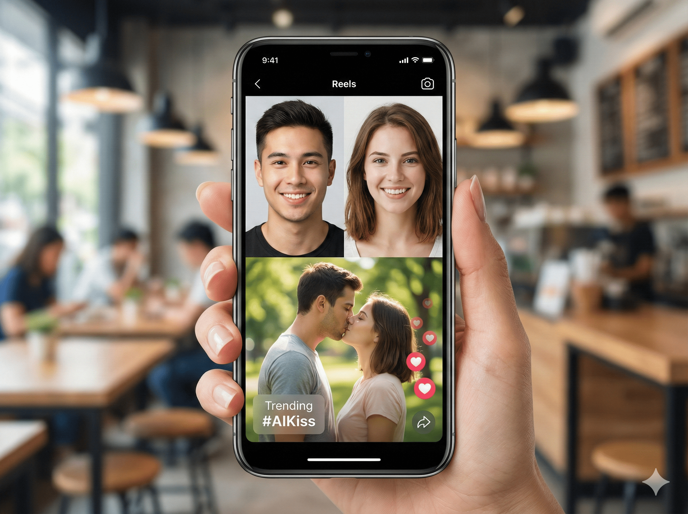 AI Kiss Generator and Face Swap tool demo showing realistic results